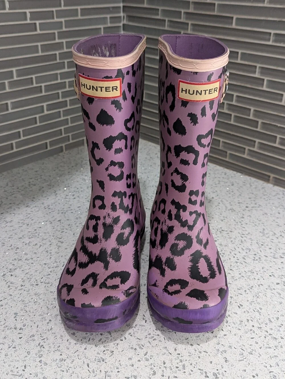 Hunter Kids Original People Leopard Cheetah Animal Print Tall Rainboots Size 13